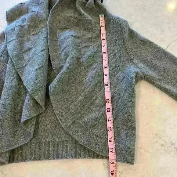 Pure Amici Cardigan Cashmere‎ Y2K Open Front Waterfall Basketweave Size Small - Picture 7 of 8